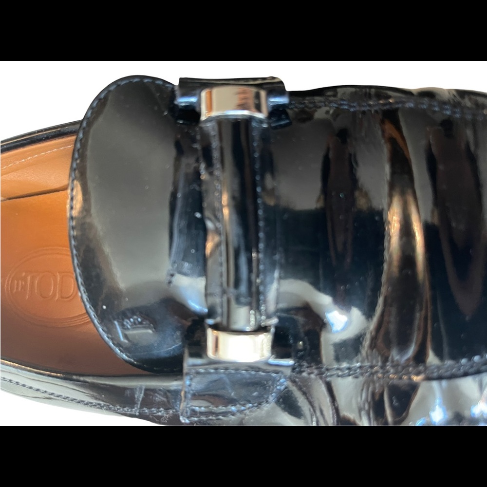 Tods Black Patent Leather Womens Loafers 39 - Picture 7 of 16